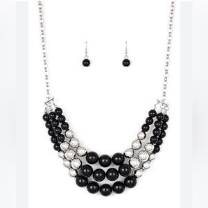 Silver and black necklace